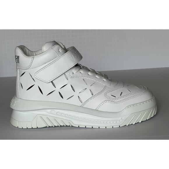 Versace Men\'s Laserata Leather Sneakers White 12.5 US (45.5) 1008964 NWT $1175 main image 16
